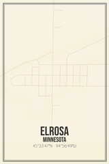 Retro US city map of Elrosa, Minnesota. Vintage street map.