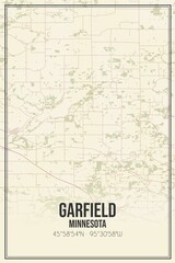 Retro US city map of Garfield, Minnesota. Vintage street map.
