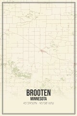 Retro US city map of Brooten, Minnesota. Vintage street map.