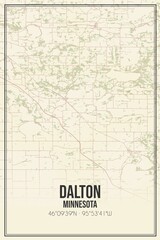 Retro US city map of Dalton, Minnesota. Vintage street map.