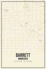 Retro US city map of Barrett, Minnesota. Vintage street map.