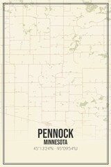 Retro US city map of Pennock, Minnesota. Vintage street map.