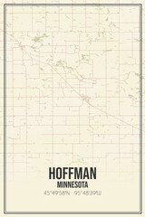 Retro US city map of Hoffman, Minnesota. Vintage street map.