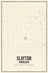 Retro US city map of Slayton, Minnesota. Vintage street map.