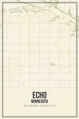 Retro US city map of Echo, Minnesota. Vintage street map.