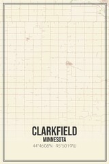 Retro US city map of Clarkfield, Minnesota. Vintage street map.