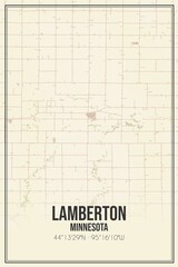 Retro US city map of Lamberton, Minnesota. Vintage street map.