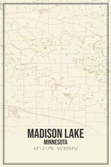 Retro US city map of Madison Lake, Minnesota. Vintage street map.