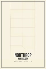 Retro US city map of Northrop, Minnesota. Vintage street map.