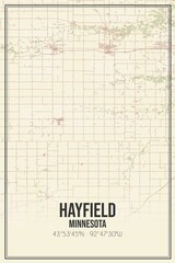 Retro US city map of Hayfield, Minnesota. Vintage street map.