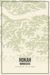 Retro US city map of Hokah, Minnesota. Vintage street map.