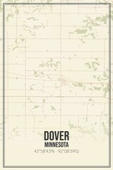 Retro US city map of Dover, Minnesota. Vintage street map.