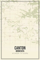 Retro US city map of Canton, Minnesota. Vintage street map.