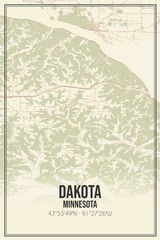 Retro US city map of Dakota, Minnesota. Vintage street map.