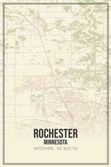 Retro US city map of Rochester, Minnesota. Vintage street map.