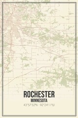 Retro US city map of Rochester, Minnesota. Vintage street map.