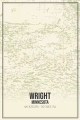 Retro US city map of Wright, Minnesota. Vintage street map.