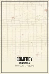 Retro US city map of Comfrey, Minnesota. Vintage street map.