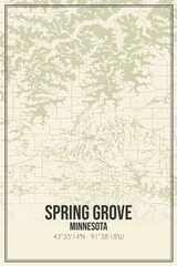 Fototapeta premium Retro US city map of Spring Grove, Minnesota. Vintage street map.