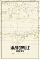 Retro US city map of Mantorville, Minnesota. Vintage street map.