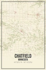 Obraz premium Retro US city map of Chatfield, Minnesota. Vintage street map.