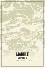 Retro US city map of Marble, Minnesota. Vintage street map.