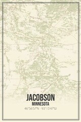 Fototapeta premium Retro US city map of Jacobson, Minnesota. Vintage street map.