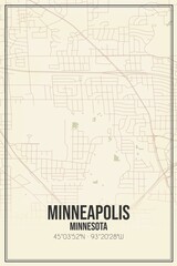 Fototapeta premium Retro US city map of Minneapolis, Minnesota. Vintage street map.