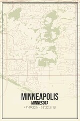 Fototapeta na wymiar Retro US city map of Minneapolis, Minnesota. Vintage street map.