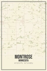 Retro US city map of Montrose, Minnesota. Vintage street map.