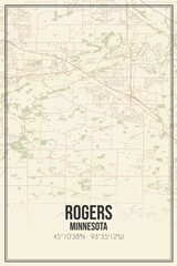 Retro US city map of Rogers, Minnesota. Vintage street map.
