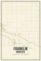 Retro US city map of Franklin, Minnesota. Vintage street map.
