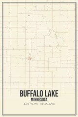 Retro US city map of Buffalo Lake, Minnesota. Vintage street map.