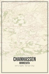 Retro US city map of Chanhassen, Minnesota. Vintage street map.