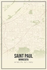 Fototapeta na wymiar Retro US city map of Saint Paul, Minnesota. Vintage street map.