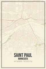 Retro US city map of Saint Paul, Minnesota. Vintage street map.