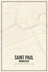 Retro US city map of Saint Paul, Minnesota. Vintage street map.