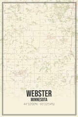 Retro US city map of Webster, Minnesota. Vintage street map.