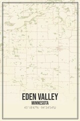 Retro US city map of Eden Valley, Minnesota. Vintage street map.