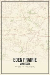 Fototapeta na wymiar Retro US city map of Eden Prairie, Minnesota. Vintage street map.