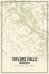 Retro US city map of Taylors Falls, Minnesota. Vintage street map.