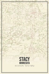 Retro US city map of Stacy, Minnesota. Vintage street map.
