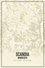 Retro US city map of Scandia, Minnesota. Vintage street map.