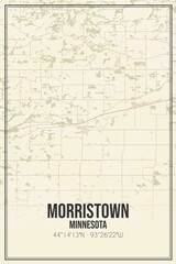 Retro US city map of Morristown, Minnesota. Vintage street map.