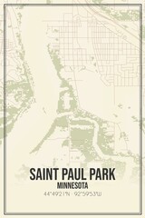 Obraz premium Retro US city map of Saint Paul Park, Minnesota. Vintage street map.
