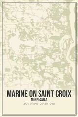 Retro US city map of Marine On Saint Croix, Minnesota. Vintage street map.