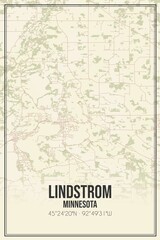 Retro US city map of Lindstrom, Minnesota. Vintage street map.