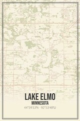 Retro US city map of Lake Elmo, Minnesota. Vintage street map.