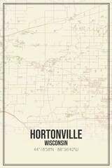 Retro US city map of Hortonville, Wisconsin. Vintage street map.