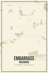 Retro US city map of Embarrass, Wisconsin. Vintage street map.